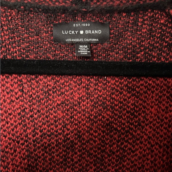 Lucky Brand Buffalo Plaid Red and Black Cardigan - Picture 2 of 2